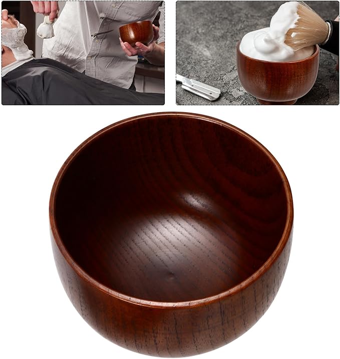 GANAZONO Wooden Shaving Soap Bowl and Mug Container for Men, Sturdy Beard Shave Soap Cup, Suitable for Daily Shaving Routine and Bathroom Use