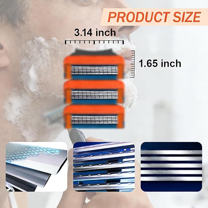 36 Blades Replacement Parts for GL-Fusion 5 Style Razors (Orange-Slate), Wet Razors Men's Blades Value Packs