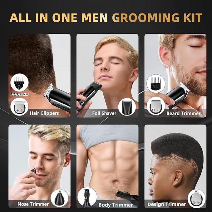 Beard Trimmer for Men, 20 Length Settings, 14-in-1 Cordless Grooming Kit, Waterproof Electric Razor for Men with A Razor Stand, Hair Trimmer, Nose Hair Trimmer, Cordless Hair Clippers