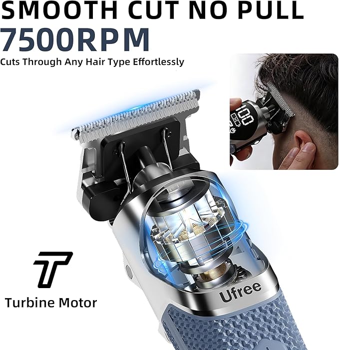 Ufree 6-in-1 Professional Beard Trimmer for Men, IPX6 Waterproof Electric Shaver Razor, Cordless Body Hair Trimmer for Mustache, Nose, Type-C Mens Gooming Kits, Birthday Valentines Gifts for Him