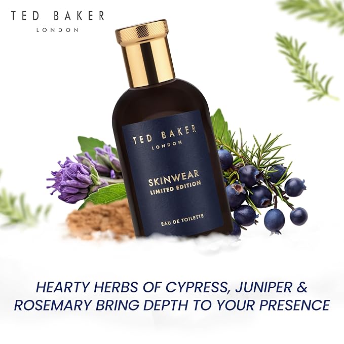 Ted Baker Skinwear Limited Edition Men’s Eau de Toilette Fresh Citrus Woody Cologne with Lime, Bergamot, Sandalwood Long Lasting Masculine Fragrance for Him 3.4 Floz