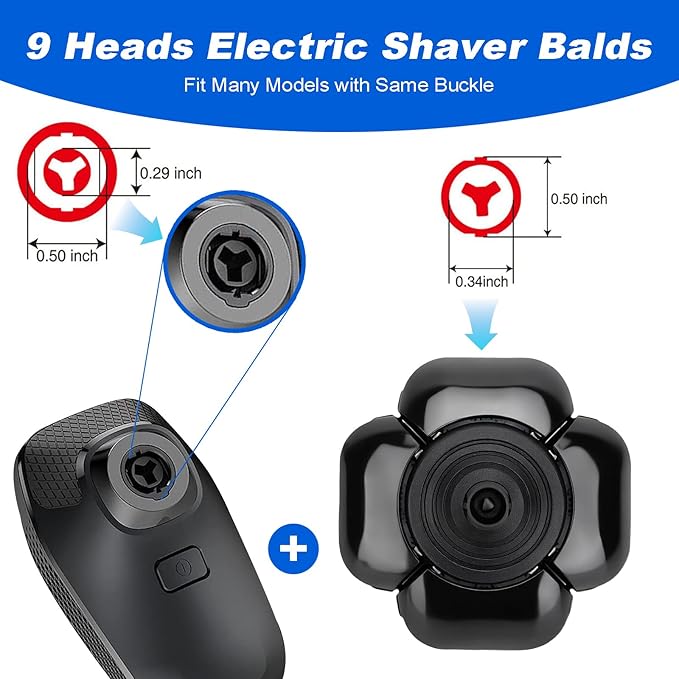 9 Blades Shaver Head - 2 Pack Men's Electric 9D Shaver Replacement Heads Universal Replacement Blade Head Electric Razor for men,black
