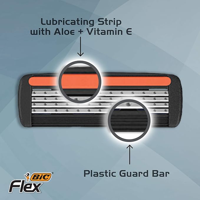 BIC Flex 4 Sensitive Hybrid Titanium Men's Disposable Razors, For a Smooth, Ultra-Close and Comfortable Shave, 8 Cartridges and 2 Handles, 10 Piece Razor Set