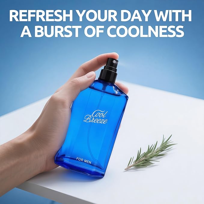 Men’s Cologne Cool Breeze Original Natural Spray Eau De Toilette,Long-Lasting Scent Perfume for Men Elegant Bottle - Great Holiday Gift, 3.4 Fl Oz/100 Ml