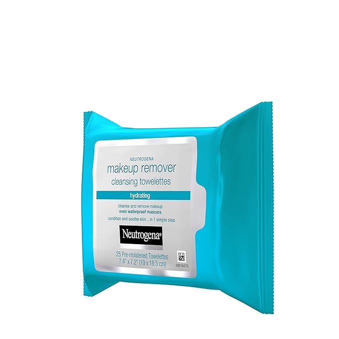 Neutrogena Hydrating Makeup Remover Face Wipes, Pre-Moistening Facial Cleansing Towelettes to Condition Skin & Remove Dirt, Oil, Makeup & Waterproof Mascara, Alcohol-Free, Value Pack 25 ct