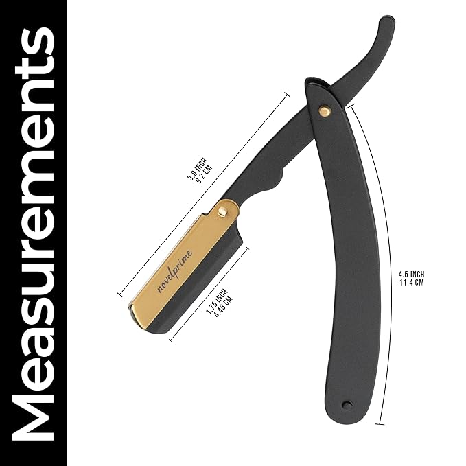 Novel Prime| Professional Straight Razor for Men| Premium Quality Stainless Steel Straight Edge Barber Razor for Shaving and Beard Styling| Sharp and Sleek Design with Premium Leather Pouch (1 Count)