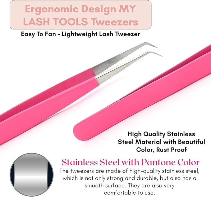 Curved Isolation Lash Tweezers for Eyelash Extension – 14cm, Stainless Steel Best for Classic & Individual Lashes Eyelash Twisers (Matte Pink)