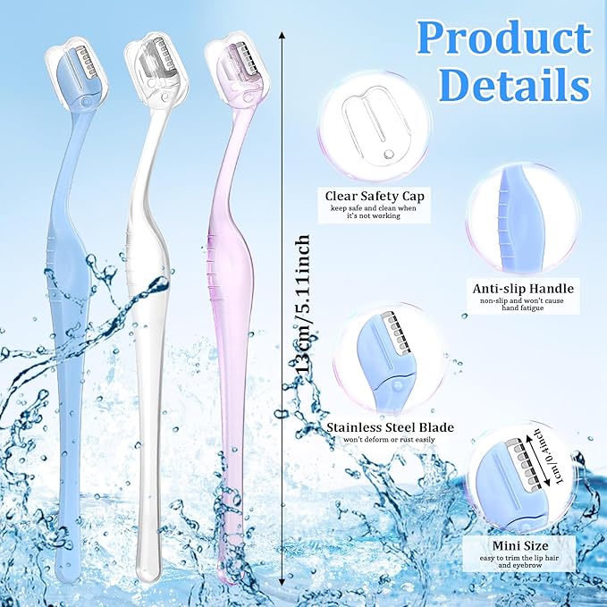 6Pcs Small Eyebrow Razors, Mini Razors for Women, 5.1"Eyebrow Trimmer Razer, Mini Eyebrow Trimmer with Safety Cap for Makeup Face Care