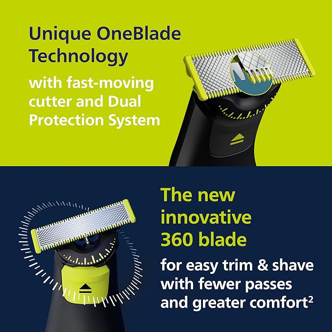 Philips Norelco OneBlade Pro 360 Face + Body, Electric Shaver, Beard Trimmer and Body Groomer, with 360 Blade Technology, 14-Length Precision Comb, Body Kit, Soft Pouch, Model QP6542/70