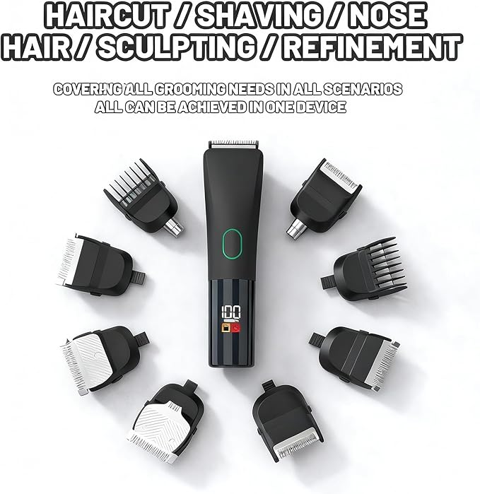 Electric Beard Trimmer for Men, 2026 New 5 IN 1 Cordless Hair Clipper and Shaver Kit with Adjustable Grooming Attachments for Mustache Body Nose Hair, Rechargeable Hair Clippers with Sideburn Trimmer