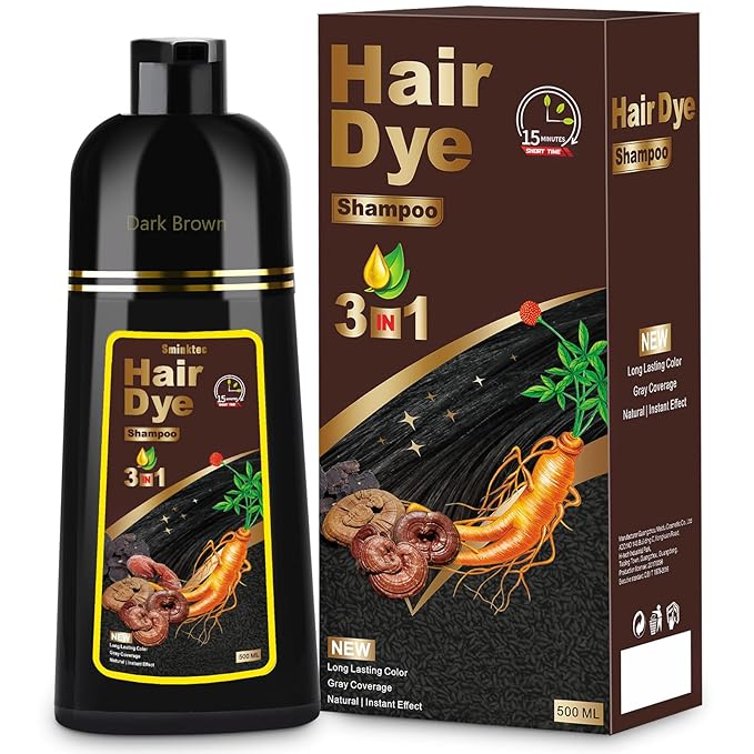 3 in 1 Herbal Dark Brown Hair Dye Shampoo for Women and Men