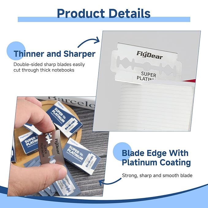 60Pcs Double Edge Safety Razor Blades, Platinum Stainless Steel Straight Razor Blades for Men, Precision Shaving for Smooth, Comfortable Close Shaves, Fits Most Double Edge Razors