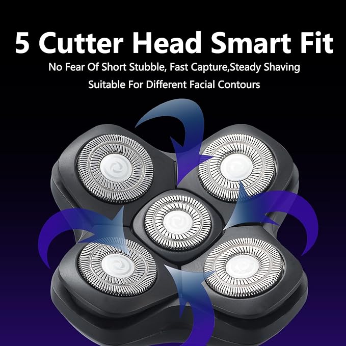 New Upgrade 5 Head Shaver Replacement Heads for Skull Shaver, Pitbull, Palm and Butterfly Kiss Shavers