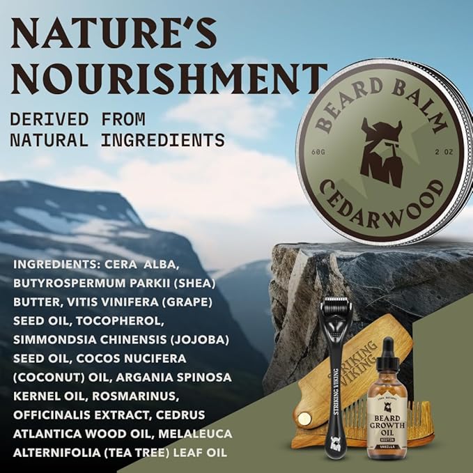Striking Viking Cedar Beard Balm - 2 Fl Oz Pack of 1, Cedar - Softens & Moisturizes with Beard Butter & Shea - Tames Flyaways with Styling Balm & Cedarwood