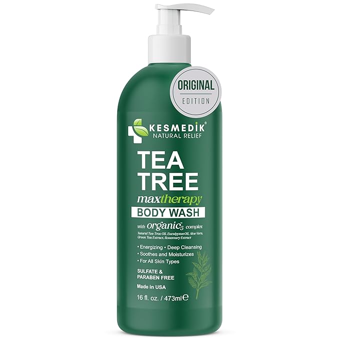 Tea Tree Body Wash MaxTherapy, Itchy Skin Relief, Tea Tree Oil Soap, Soothes Jock Itch, Athlete's Foot, Ringworm, Eczema, Psoriasis & Sensitive Skin, Men & Women, 16 fl oz, Original Edition