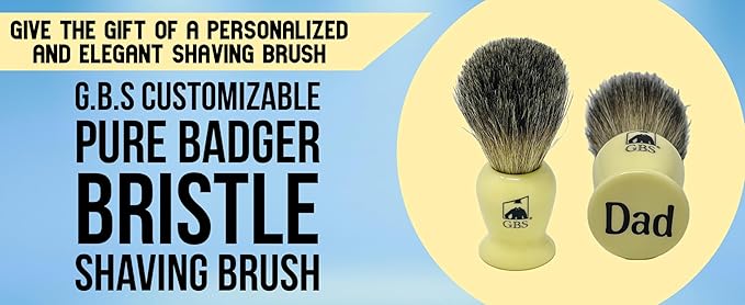 G.B.S Customizable Pure Badger Bristle Shaving Brush, Ivory Handle