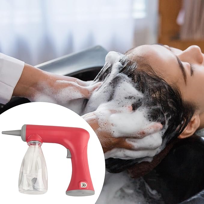 Foam Machine Professional Hot Lather Machine Cold and Hot Perm Convenient Reusable Lather Maker Charging for Salon Household, red
