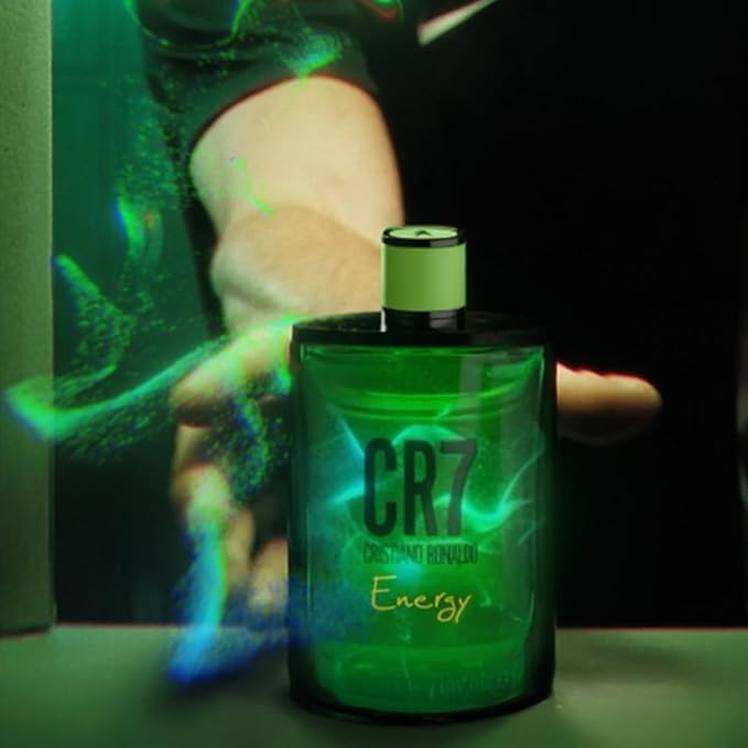 Cristiano Ronaldo CR7 Energy Eau de Toilette - Cologne For Men - Fougere Woody Green Men's Cologne - Cardamom, Lavender, Cedarwood Notes - 1 oz