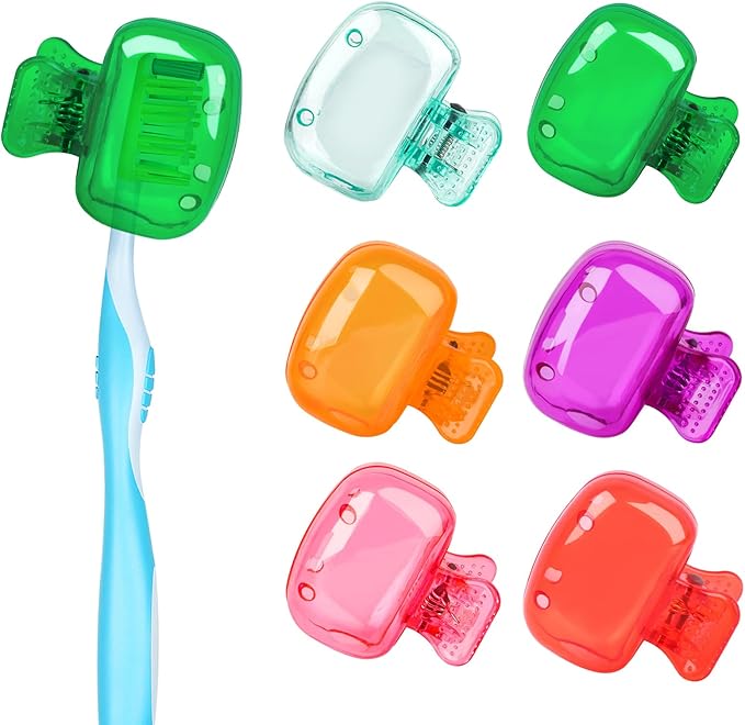 6 Pack Toothbrush Covers Portable Toothbrush Protector Coverings Clips Tooth Brush Storage Head Cover Cap for Kids Bathroom Home Travel Tooth Brush Case
