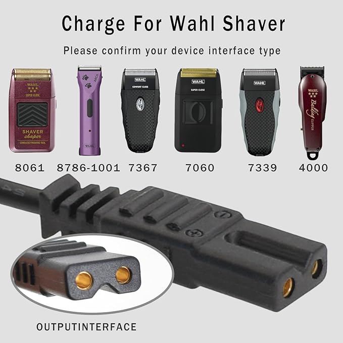 2V Charger Replacement for Wahl Shaver Shaper 8061, 8163, 8786-1001, 7367, 7029, 7060, 7035, 7339, 4000, 7063-017, ‎7065-017, WAKH4, 7064-017, 7061-917, 5-Star Series Trimmer Clipper Power Adapter