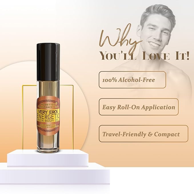 MOBETTER FRAGRANCE OILS, Very Eros Energetic Cologne Men Fragrance Body Oil for Men | Travel Size - Long Lasting Fragrance, Citrus Aromatic