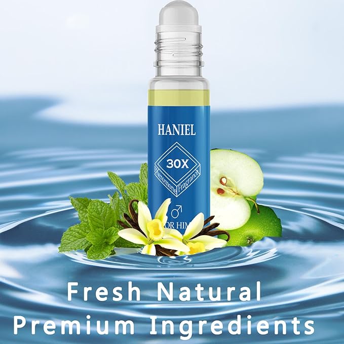 Haniel Pheromone Cologne for Men Roll-On - Aquatic Fresh Cologne,Perfumes de Feromonas para Hombres, Compact Sage & Sea Water Scent, Discreet Confidence for Travel