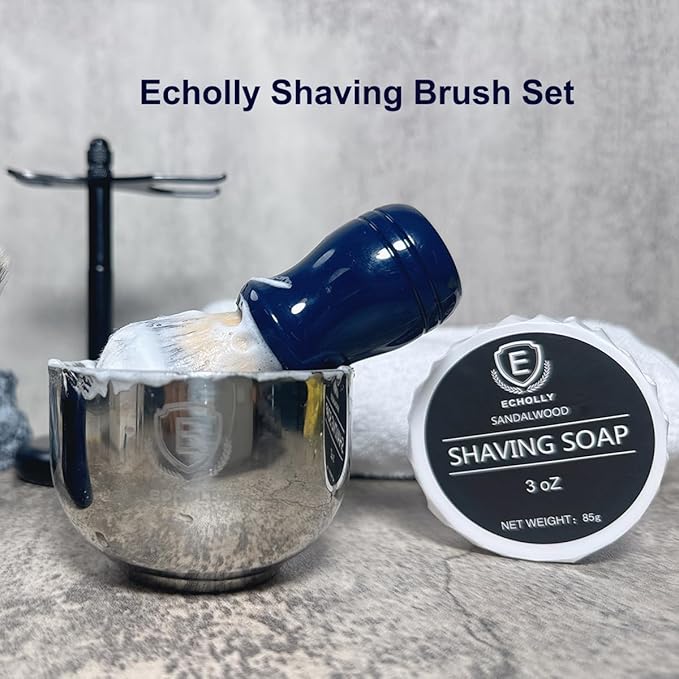 Shaving Brush for Men – Nylon Bristles with Deep Blue Plastic Handle – Professional Shaving Tool for Lathering & Skin Preparation – Durable & Ergonomic Design (Blue Point)