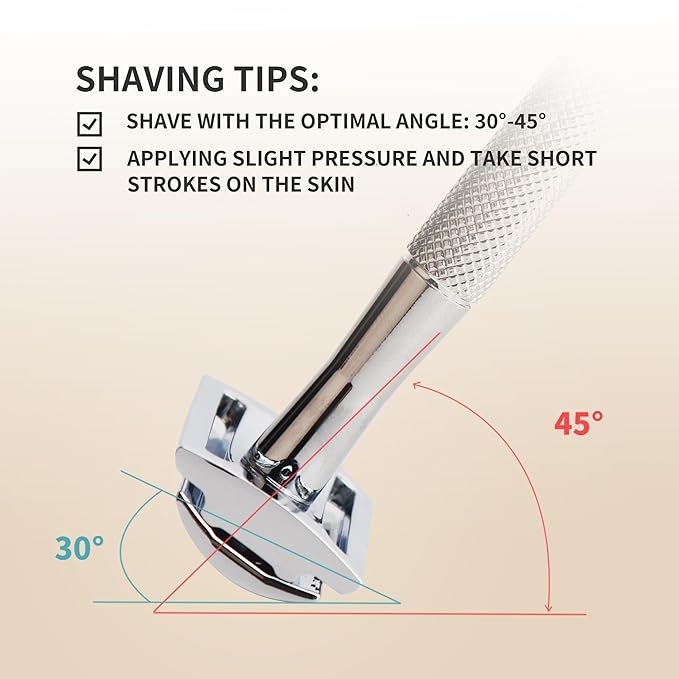 Gearhub Double Edge Safety Razor Stainless Steel Metal Reusable Wet Shaving Razor with 10 Swedish Platinum Blades for Men Women Barber Bikini Armpit Hair, Silver GRB3G