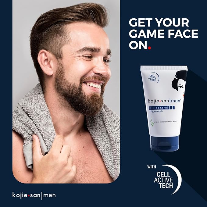 Kojie San Men Oil Control Face Wash, 125g – Deep Cleansing Facial Wash for Men, Controls Oil and Moisturizes Skin, Paraben-Free