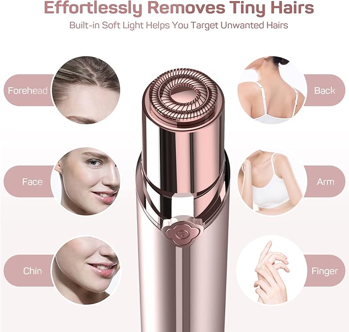 Hair Removal Device, Facial Hair Removal for Women- Gurelax Womens Hair Remover Painless Face Hair Removal/Shavers for Chin Upper Lip Peach Fuzz-Included 4 x Replacement Heads