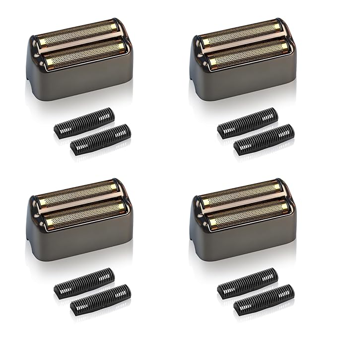4 Pack Shaver Replacement Foil and Cutters Compatible with BaByliss Double FXFS2 Metal Shaver foil Replacement (Black 4 Pack)