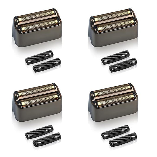 4 Pack Shaver Replacement Foil and Cutters Compatible with BaByliss Double FXFS2 Metal Shaver foil Replacement (Black 4 Pack)