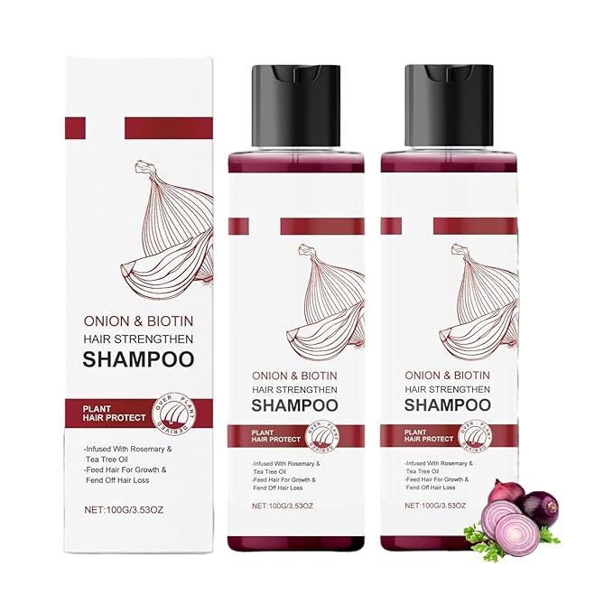 Onion & Biotin Hair Growth Shampoo, Infused With Rosemary Tea Tree Oil, Hair Growth Shampoo for Thinning Hair, Hair Loss and Thinning Hair, Support Hair Regrowth For Women Men (2 PCS)