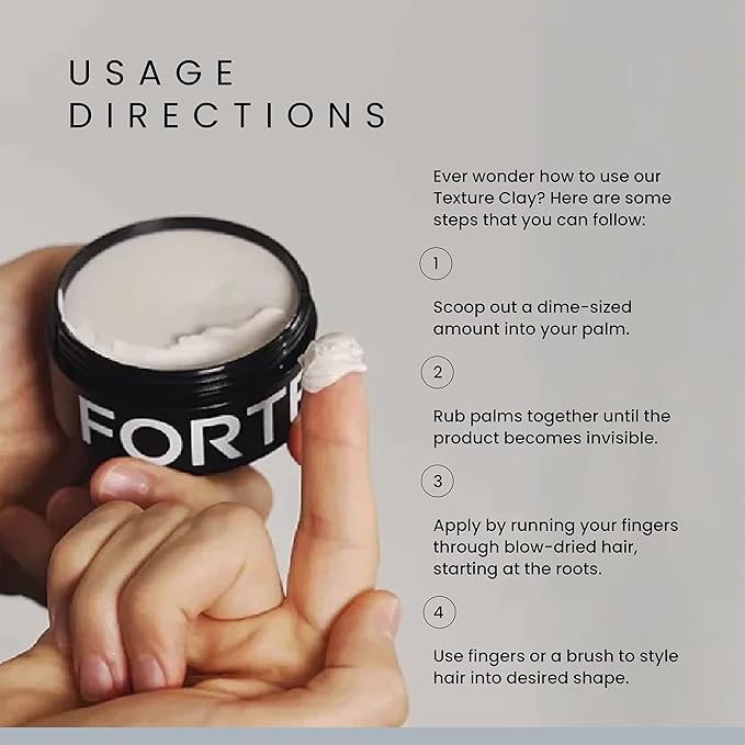 Alex Costa Hair Clay for Men by Forte Series Extreme Hold Men's with Natural Ingredients to Add Texture, Volume and Definition to Thick/Coarse Hair Premium Men's Hair Styling Products