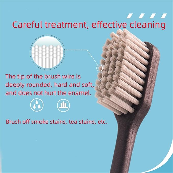 Adult Manual Hard-bristled Toothbrushes with Cover, Wide Head Medium Size,Hard Blue and Black Toothbrush 10 Count (1 Pack)