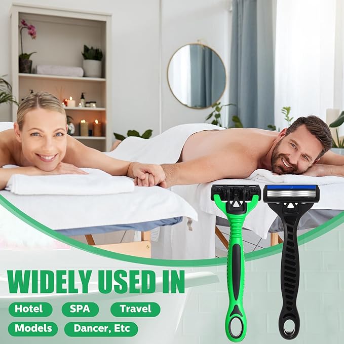 12 Pcs Mens Disposable Razors Bulk 3 Blade Sensitive Head Shaving Razors for Men Travel Hotel Spa Christmas Party Gift