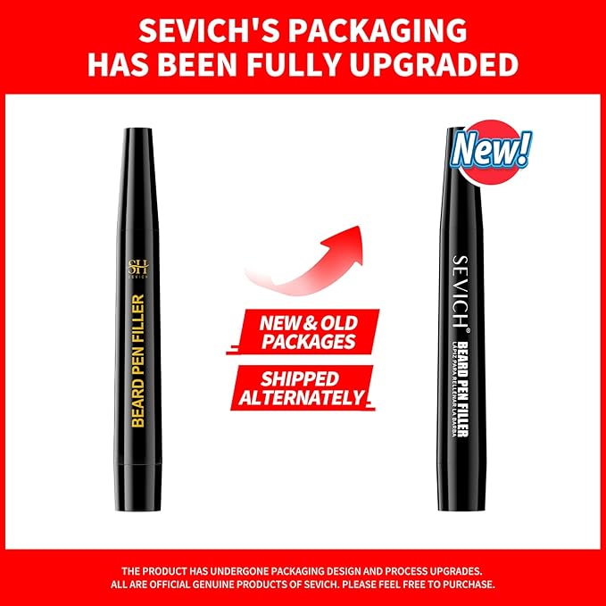 Sevich Beard Pencil Filler for Men Black, Instant Beard Dye for Men,48h Waterproof & Sweatproof, 4-Prong Tip for Seamless Application, Enhances All Beard Types with Fuller