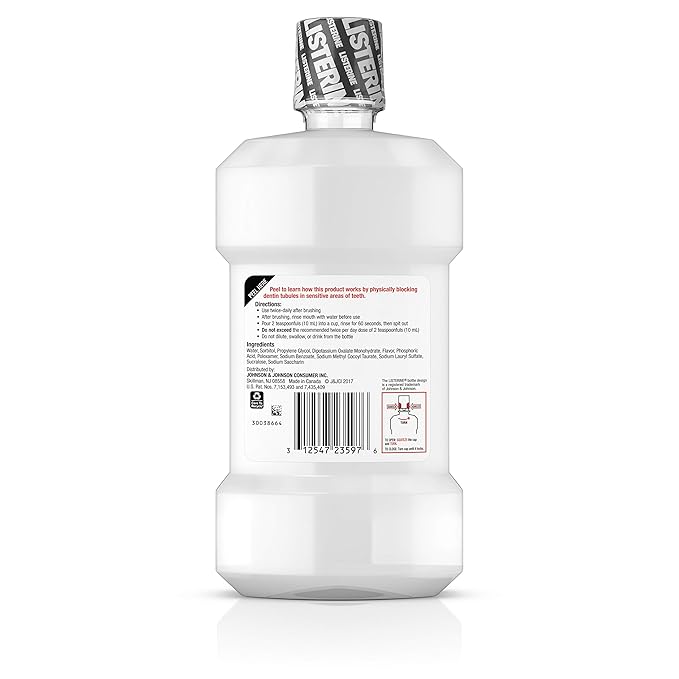 Listerine, Zero Alcohol Mouthwash 24hour Relief for Painful Tooth Sensitivity, fresh mint, 16.9 Fl Oz
