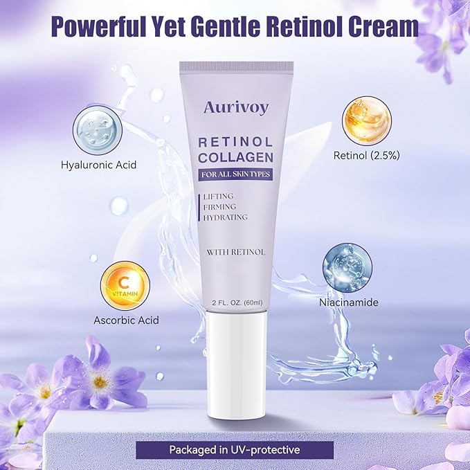 Retinol Collagen Instant Face Lift Cream for Face, Neck Firming Tightening Anti Aging Wrinkle Repair Serum for Neck & Décolleté, Hyaluronic Acid Moisturizer for Women & Man 2.0 FLoz