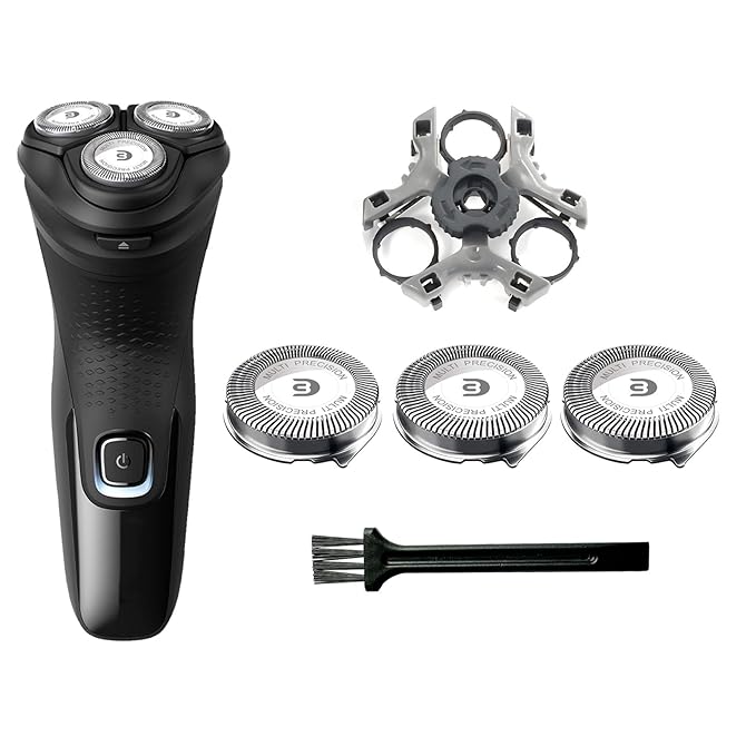 SH30 Replacement Heads Compatible with Philips Norelco Shaver Series 3000, 2000, 1000 and S3243, 3pcs Blades With 1pcs retaining ring