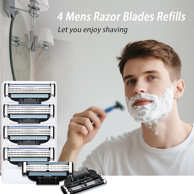 Precision Razor Blades 24Pcs Double Lubrication Strip Manual Razor Replacement Blades,Compatible with Mach 3 Razors Refills,Men's Manual Universal Shaver Blades