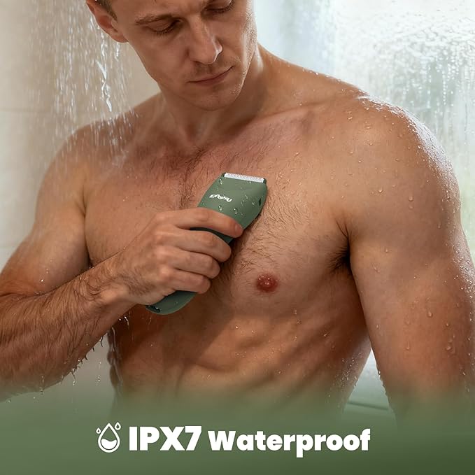 Manscape Trimmer for Men, 2 in 1 Electric Hair Trimmer for Men - Trimmer with Ceramic Blade & Foil Shaver, No-Nick Shaving, IPX7 Waterproof Body Groomer for Bikini/Pubic/Groin