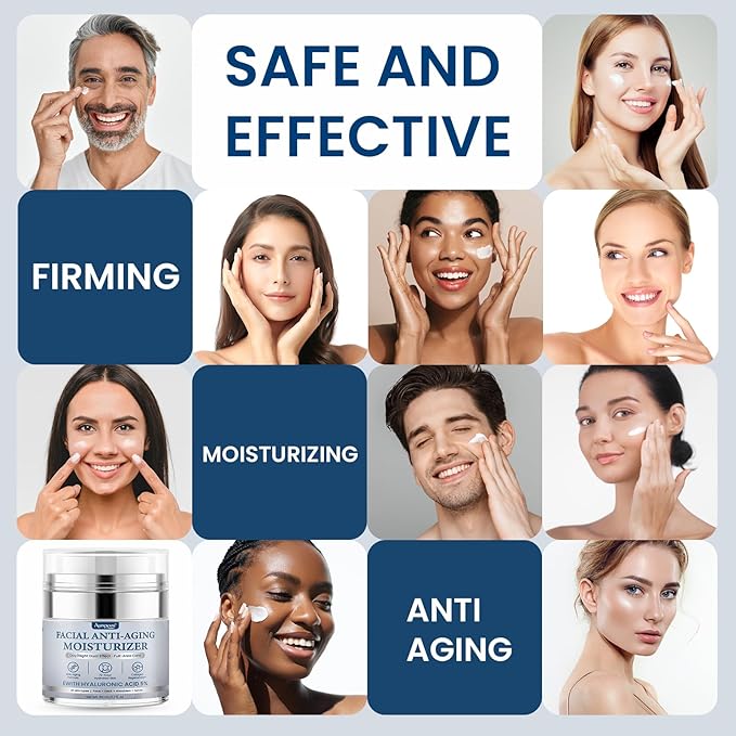 Retinol Collagen Anti-Aging Cream for Face Neck Tightening Moisturizing Skin Cream with Hyaluronic Acid Day Night Wrinkle Facial Moisturizer for All Skin Types 2Pack 1.7 Fl Oz