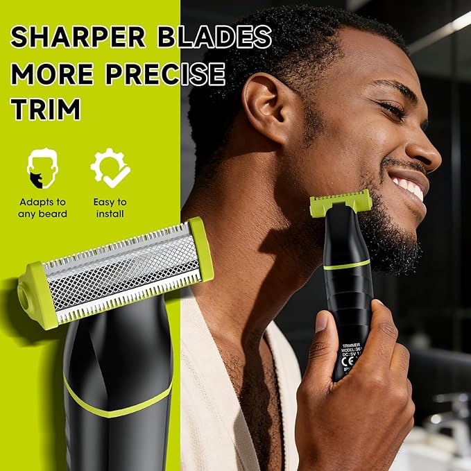 Lanumi 2 in 1 Beard Trimmer for Men Electric Razor and Nose Trimmer, IPX7 Waterproof Body Hair Trimmer, Face and Body Shaver, Men's Grooming Kit
