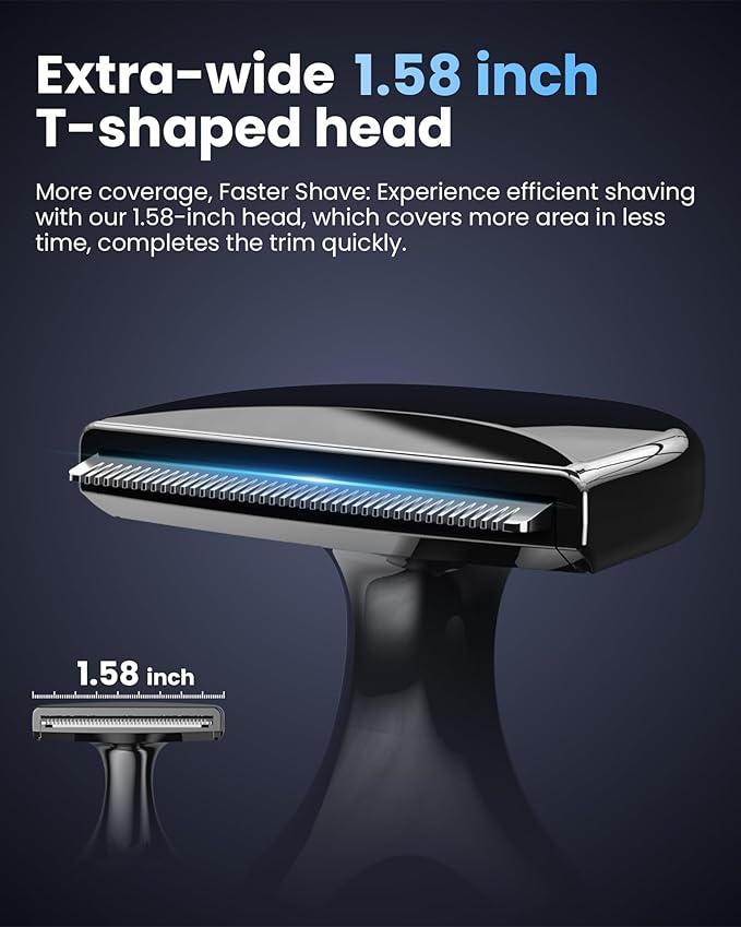 Electric Back Shaver for Men, 5 in 1 Mens Back Shaver, Cordless Back Hair Trimmer for Men with Extendable Long Handle, Self-Service Body Groomer Razor with Wider Blade
