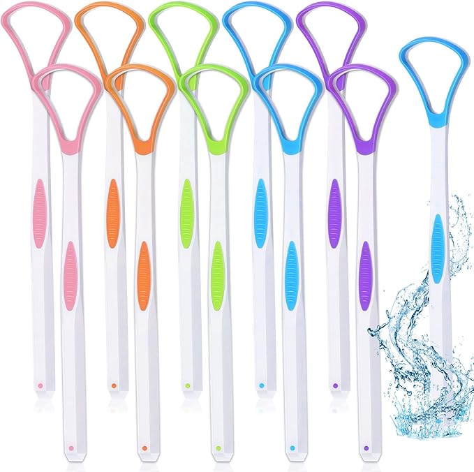 Yerliker 10 Pcs Tongue Scraper Cleaner, Tongue Scrapers for Adults, Portable Oral Brush Oral Healthy Care Tools, Fight Bad Breath