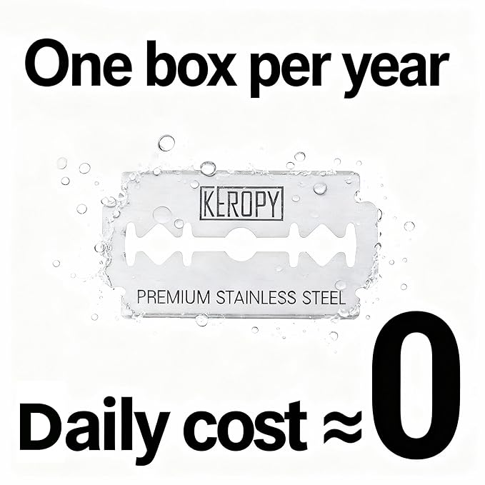 Double Edge Safety Razor Blades-50 Count Premium Razor Blades, Surgical Stainless Steel with Chromium Coating&3X Sharper Edges, Zero Irritation, Fits Most of Safety Razors, Sensitive Skin Safe