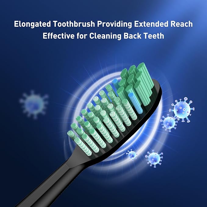Toothbrush Replacement Whitening Heads Compatible with TAO Clean Sonic Electric Toothbrush - Brush Heads Refills, Medium Bristles, Black
