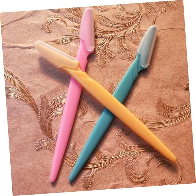 FOMIYES 24pcs Facial Razor Kit Stainless Steel Eyebrow Hair Trimmer Easy to Shape Lightweight Non-slip Grip Compact for Travel Beauty Tool Random Color