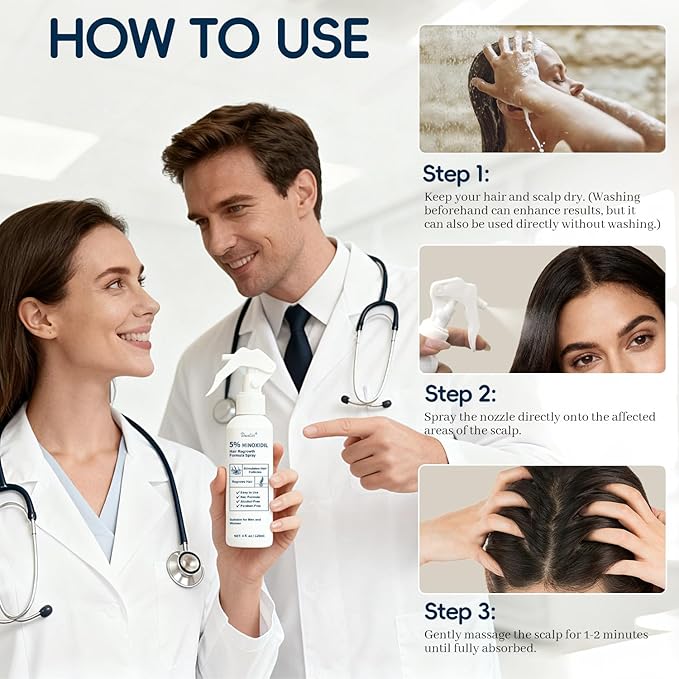 5% Minoxidil for Men and Women, Hair & Beard Growth Treatment with Biotin & Rosemary Growth Treatment for Thinning & Hair Loss - Extra Strength Minoxidil Hair Loss Serum 4 oz